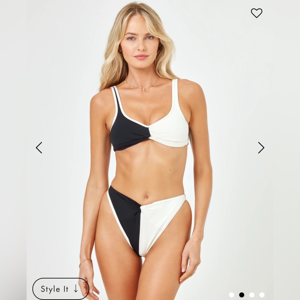 NWT LSPACE Jada Bikini Bottom in Black & Cream in Size Medium - Picture 6 of 10